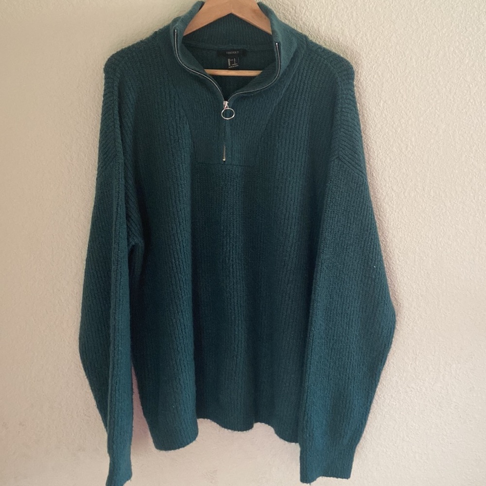 Forever 21 oversized mock neck zip sweater